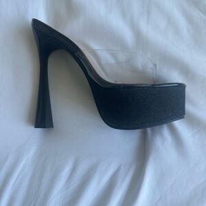 Clear and black sexy heels